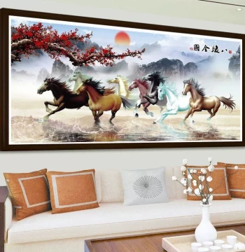 Eight Steeds Full Map Cross-Stitch 2023 New Full Embroidery Large Wall Art for Living Room and Office