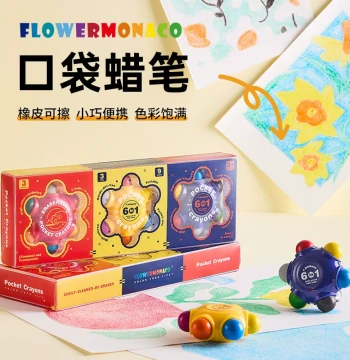 Flower Bud Pocket Crayons, Washable Children's Painting Pens, 6-Tip Creative Flower Design for Kindergarten Coloring