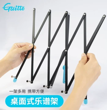 Guitto Music Stand - Portable Foldable Desktop Sheet Music Holder for Home and Travel Use
