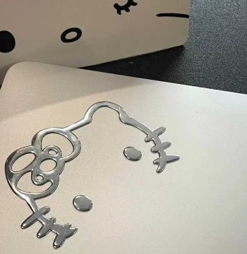 Hello Kitty 3D Laptop Stickers - Cute Cartoon Designs for Girls, Residue-Free Silver Decals