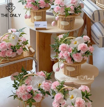 Weiyi Top Hat Tulip Flower Basket - Korean Style Handheld Floral Arrangement Container for Fresh Flowers