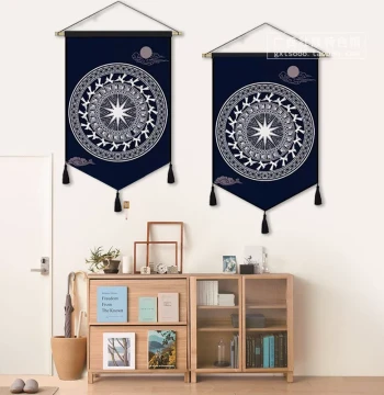 Guangxi Zhuang Ethnic Bronze Drum Fabric Wall Art - Traditional Decor for Offices, Meeting Rooms, and Homestays