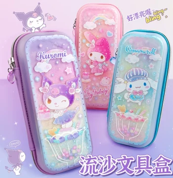 Sanrio Dream Quicksand Pencil Case Stationery Set Children Elementary School Cartoon Pencil Bag Pencil Sharpener Learning Supplies