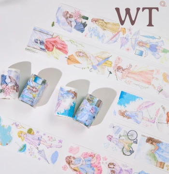 WT Original Washi Tape – Rain Curtain Slow Motion, Clear Skies After Rain – Girl Die-Cut Special Oil Paper Tape Stickers