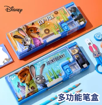 Disney Zootopia Quicksand Stationery Box Judy Nick Pencil Case for Elementary School Children High-Appearance Pencil Pouch