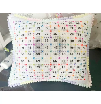 Cross-Stitch Thread Organizer, Thread Pack with Needle Cushion, Finished Simple Rainbow Frame, 100-Number Gradient Pom-Pom Lace, Customizable