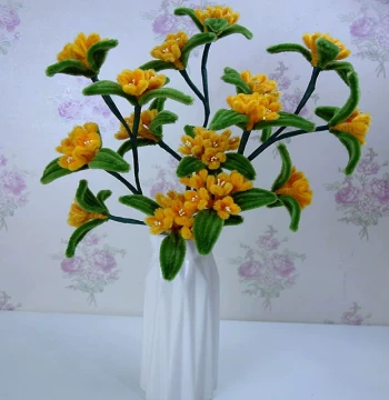 Osmanthus Dense Pipe Cleaner Flower Bouquet DIY Craft Kit Complete Materials for Handmade Weaving Holiday Birthday Gift