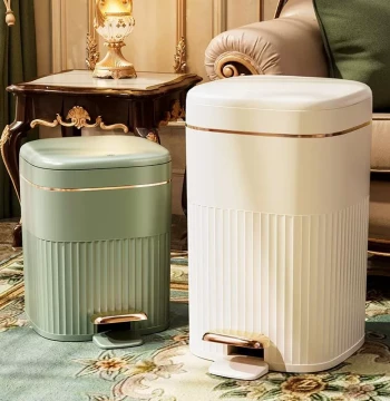 Large Household Trash Can - Modern Luxury Design with Lid and Foot Pedal for Bathroom, Living Room, and Bedroom