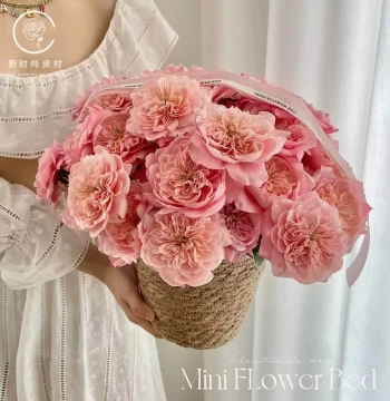 New 520 'Fairy's Kiss' Hug Bucket Fresh Flower Bouquet Packaging - Rustic Woven Grass Trio Basket Set