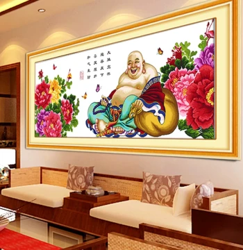2025 New Finished Cross-Stitch of Laughing Maitreya Buddha - Handmade for Living Room