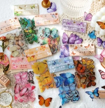Simulation Butterfly DIY Materials PET Butterfly Stickers for Nature Scrapbooks, Artistic Journals, and Diary Decoration