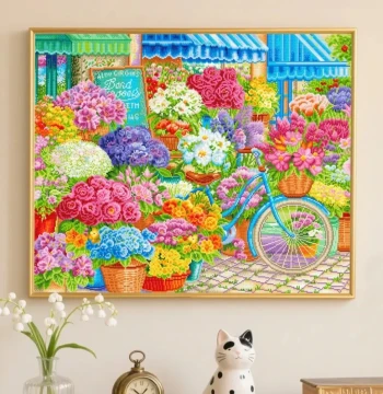 [Xinjiang Long-Staple Cotton Double-Yarn] Large-Grid Cross-Stitch Floral Living Room Art - 63 Colors