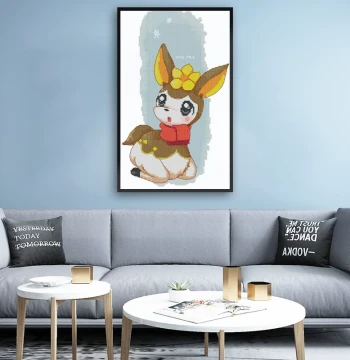 New Cross-Stitch Cartoon Animal Series: Winter Deer DIY Embroidery Kit for Bedroom Decor