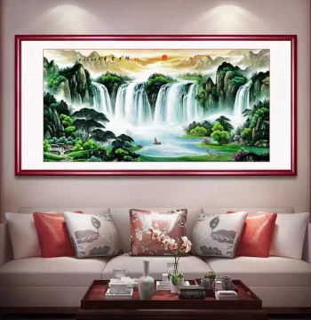 2025 New Full-Embroidery Rising Sun Cross-Stitch Finished Product, 100% Handmade Landscape Painting for Living Room