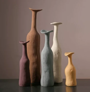 Behanyi Textured Ceramic Vase Ornament Premium Style Flower Arrangement Living Room Home Homestay Decoration Hot Sale