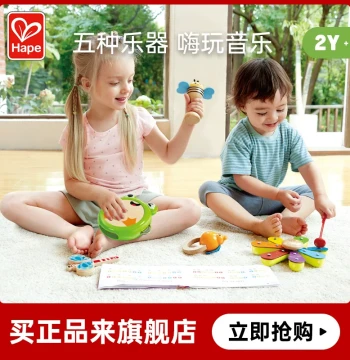 Hape 5-in-1 Nature Symphony Set: Early Learning Musical Toy with Xylophone and Tambourine for Ages 2+