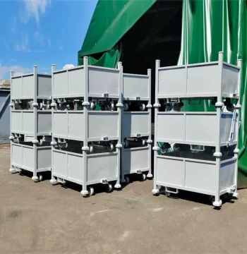 Heavy-Duty Metal Steel Storage Cage with Wheels, Foldable Logistics Turnover Box