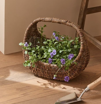 Pastoral Woven Flower Basket: Handmade Willow, Grass, Rattan, and Bamboo Planter for Succulents and Floral Arrangements