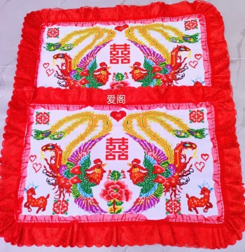 Newest Cross-Stitch Pillow with Ethnic Style, Wedding Gift, Fully Embroidered Dowry for Bedroom, Single Pair of Pillowcases for DIY Stitching