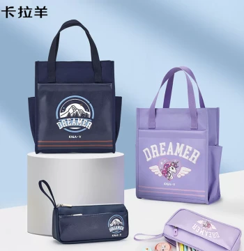Carry-On Study Two-Piece Set, Tutorial Bag and Pencil Case Combo, Multi-Compartment Water-Resistant Homework Bag for Boys and Girls