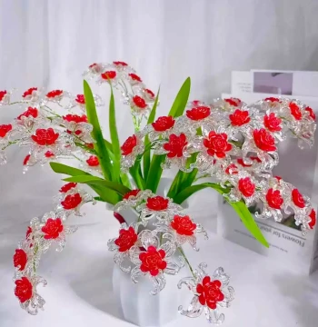 Handmade Beading DIY Kit Crystal Glass Bouquet Rose Lily Sunflower Living Room Display Decoration