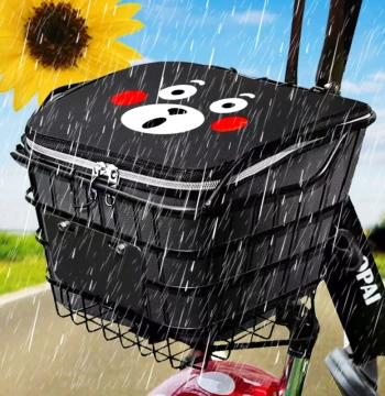 E-Bike Basket Liner Bag with Waterproof Cover - Hanging Storage Pouch for Electric Scooters and Bicycles, Front Compartment Organizer