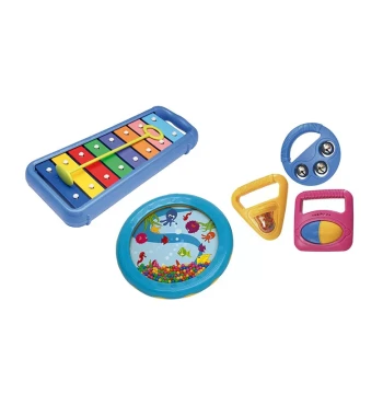 US-Imported Hohner Kids Toddler Music Starter Set: Dulcimer, Accordion, Drum, Harmonica, Kazoo for Ages 1-2