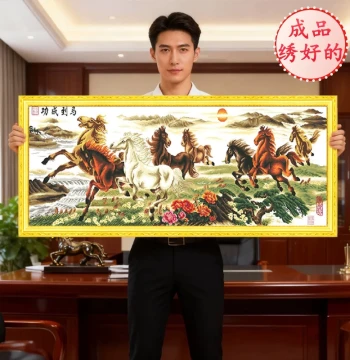 Finished Embroidered Success Arrives Immediately 2026 New Machine-Embroidered Cross-Stitch Pure Handmade Sale Living Room Eight Horses Painting