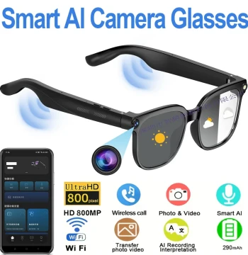 Smart Glasses with 8MP Camera, Real-Time Translation, Bluetooth Calling, AI Features - Smart glasses