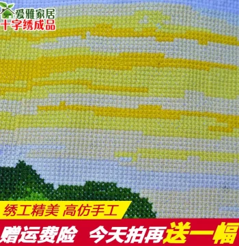2021 New Pre-Embroidered Flowing Water Brings Wealth Cross-Stitch Finished Product Machine Embroidered Guest-Greeting Pine Living Room Landscape Scenery