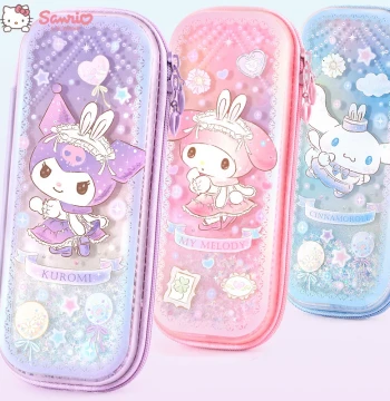 Kuromi Pencil Case for Elementary School Girls, Quicksand Design, Cinnamoroll Theme, Kids' Grade 1 Stationery Box