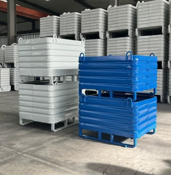 Heavy-Duty Stackable Metal Logistics Totes, Material Storage Bins, Factory Scrap Containers with Hooks, Reinforced Large Iron Boxes