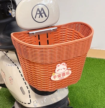 Electric Bike Rear Basket with Backrest, Cute Cartoon High-Aesthetic Vegetable Basket, E-Bike Tail Hanging Storage Organizer