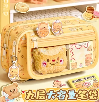 Butter Bear Pencil Case - High-Capacity Ins-Style Stationery Box for Girls (Elementary & Middle School, 2025 Trend)