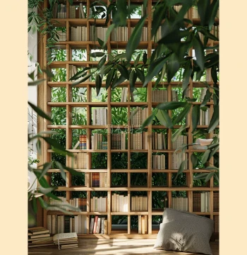 Natural Wood Color Solid Wood Custom Bookshelf Bookcase Old Elm Desk Bookshelf Integrated Floor-to-Ceiling Wall Unit