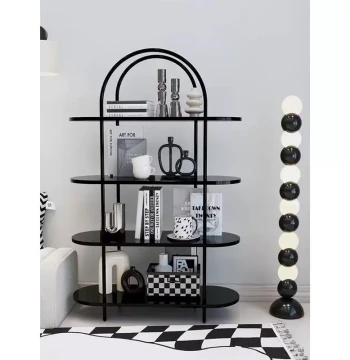 Trending Nordic Multi-Tier Luxury Arched Display Shelf – Modern Minimalist Floor-Standing Bookcase and Storage Rack for Living Room