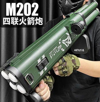 Oversized M202 Four-Barrel RPG Soft Bullet Gun Toy Rocket Launcher for Boys Outdoor Battle Play