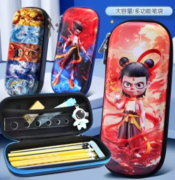 New 3D Ne Zha Cartoon Pencil Case for Elementary, Middle School, and Kindergarten Students - Large Capacity Multi-Layer Design for Boys and Girls