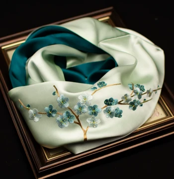 Su Embroidery Silk Scarf for Women, Mulberry Silk Embroidered Shawl, Suzhou Ethnic Style Silk Gift to Match Qipao