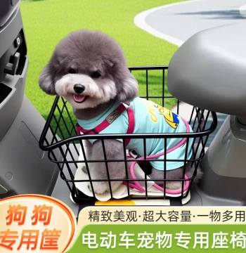 Electric Bike Pet Basket, Under-Foot Storage Box with Dog Seat, Helmet Holder, Front Storage Compartment