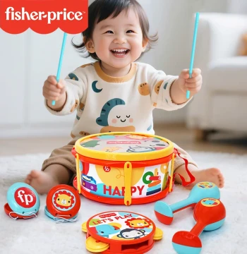 Fisher-Price Music Combo Set: Baby Drum and Guitar Musical Instrument Toy for Early Learning