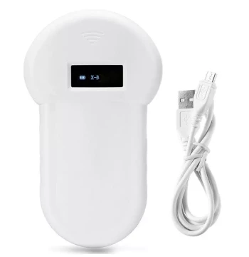White Pet Microchip Reader - Low-Frequency Ear Tag Scanner for Animals