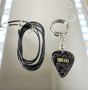 Playable Nirvana Kurt Cobain Merchandise: Professional Guitar Pick Necklace and Keychain