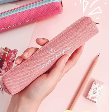 Portable Macaron Fresh Large-Capacity Pencil Case for Elementary and Middle School Girls, Compact Simple Zippered Stationery Box