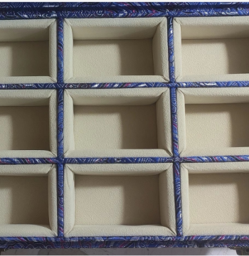 Gray Calligraphy 9-Compartment Premium Multi-Grid Brocade Box for Seal Jade Ornament Display Packaging Customizable