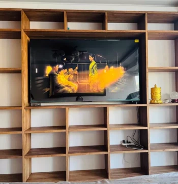 Custom Solid Wood Bookshelf Pine Display Rack Room Divider Hanging Cabinet Solid Wood Grid Shelf Full-Wall Custom Exhibition Stand