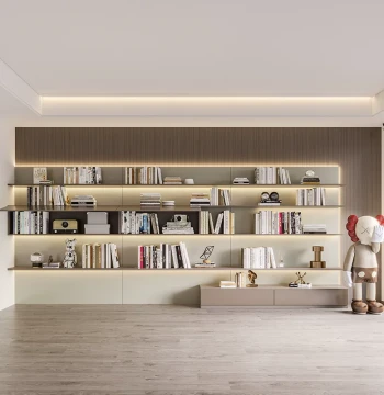 Suofeiya Custom Bookshelf Integrated Wall-Mounted/Floor-Standing Storage Rack, Wall-Leaning Display Cabinet for Study Room, Desk, and Home Use