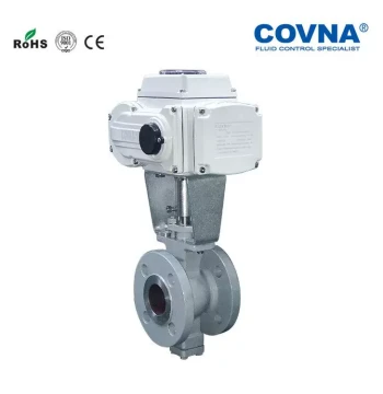 BGZ Steel Electric V-Type Ball Valve, High-Temperature Stainless Hard-Sealed Counter-Style V-Control Ball Valve with Electric Flange Clamp