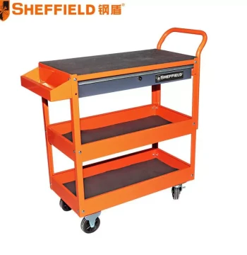 S025009 3-Tier Multi-Purpose Tool Cart with One Drawer Mobile Repair Multi-Functional Tool Trolley