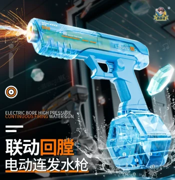 New Electric Water Gun Toy with Flame Effects - Large Capacity, Auto-Reload, Flashing Lights